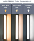 Wireless Under Cabinet Lights With 60 LEDs And 3 Color Temperatures USB C Rechargeable Battery Powered Closet Night Lights showing warm, natural, and cold lighting.
