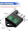4 Pin Trailer Plug Tester With LED Indicators, black ABS plastic, 1.97 x 1.38 x 0.38 inch dimensions
