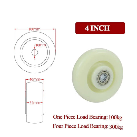 4 Pack Beefy Nylon Caster Wheels For Industrial Use 4 Inch with load capacity details shown