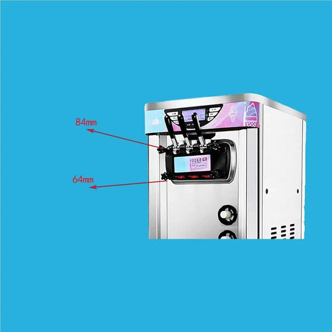 Real Deal M8 Plastic Screw Nuts For Soft Serve Ice Cream Machines Black Nylon Fasteners view of machine with display sizes 84mm and 64mm.