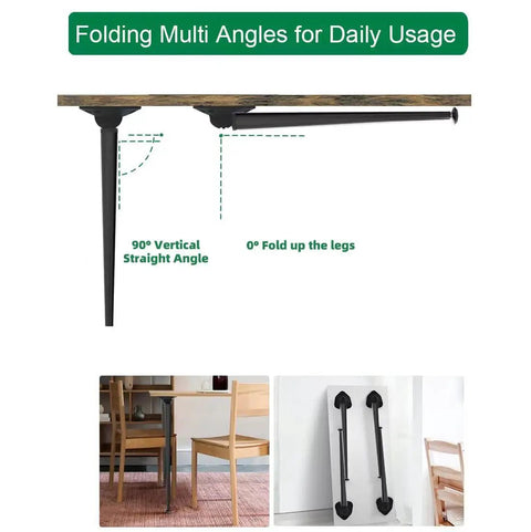 28 Inch Folding Table Legs Set Of 4 In Matte Black Beefy Heavy Duty Steel With Foldable Design And Adjustable Head For 0 Degree Collapse