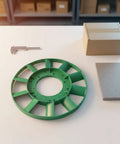 Heavy Duty Compressor Cooling Fan Replacement Impeller with Precision Molded Rotor displayed on a table with measuring tool.