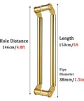 Double Sided Push Pull Door Handle 5Ft Brushed Stainless Steel Ideal For Steel And Aluminum Doors Pro Grade Durable Ladder Style Modern Design Easy Installation Cabinet And Door Pull Hardware