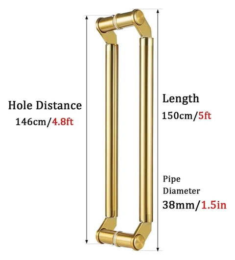 Double Sided Push Pull Door Handle 5Ft Brushed Stainless Steel Ideal For Steel And Aluminum Doors Pro Grade Durable Ladder Style Modern Design Easy Installation Cabinet And Door Pull Hardware