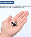 Hand holding screws from 275 Piece Wood Screws Assortment Kit In Stainless Steel For Woodworking And Furniture Self Tapping