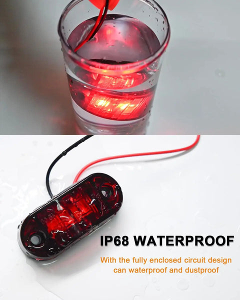 12 Pack 2.5 Inch LED Trailer Lights Kit Front Rear Side Marker Clearance Lit Indicator Lamps Amber And Red DC12 24V Waterproof