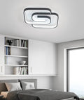 Ultra Sleek Modern Led Ceiling Light Fixture Black Square Flush Mount 20 Inch 48W 6000K in a bedroom setting