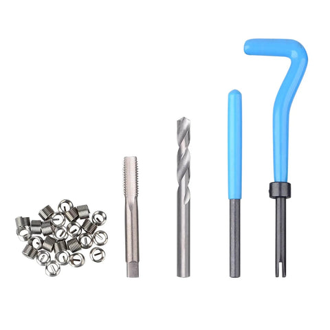 All-In-One 131-Piece SAE Thread Repair Kit With HSS Drill Helicoil Inserts For 1/4, 5/16, 3/8, 7/16 And 1/2 Inch Threads Includes Taps And Installation Tools Built Tough With High Speed Steel For Fast Auto And Industrial Repairs components
