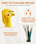 Heavy Duty 4 Foot Nema 6 50P Pigtail Power Cord Built Tough featuring ergonomic 3-prong NEMA plug and ring terminals.