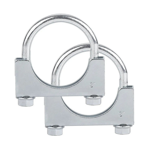 Heavy Duty 2 Inch U Bolt Clamps Saddle Type Anti Corrosion Muffler Clamps 2 Pack For Exhaust System Inlet And Outlet Fits 50 To 56 mm Inner Diameter Stainless Steel