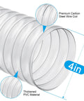 Heavy Duty 4 Inch By 50 Foot PVC Dust Collection Hose, Flexible Clear Debris And Fume Hose With Stainless Steel Clamps For 4 Inch Ports