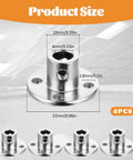 Front view of chrome-plated 6 mm shaft flange coupling with mounting flange, side set-screw hole, 4-pack