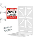 Sturdy Steel CCTV Camera Mount Bracket Adapter With L Shape Design, showing metal housing, screws, and warning sign.