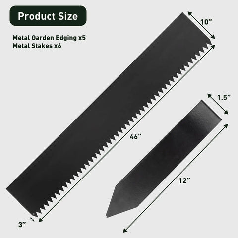 Heavy Duty Metal Landscape Edging Kit With Stakes 19 Feet Total 46 By 10 Inch Galvanized Steel Lawn Border Black No Dig Easy Install