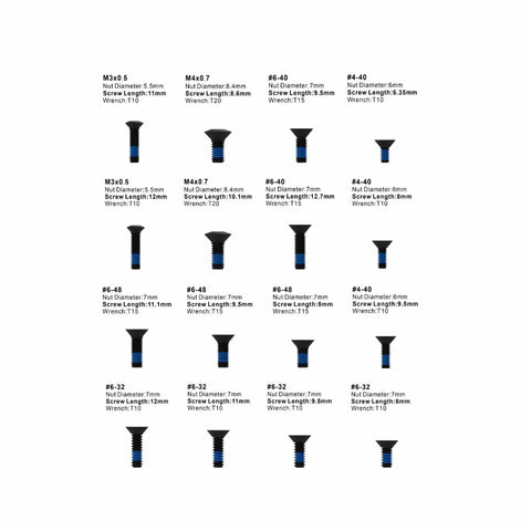 Red Dot Sight Screw Kit With 48 Pieces From 16 Screw Types M3 M4 4-40 6-32 6-40 And 6-48 Fits Across Red Dot Sights And Pistol Mounts