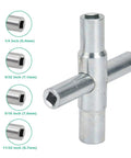 4 Way Sillcock Water Key And 4 End Utility Key Set Stainless Steel Faucet Valve Wrench Kit for Opening Valves Faucets Cabinets