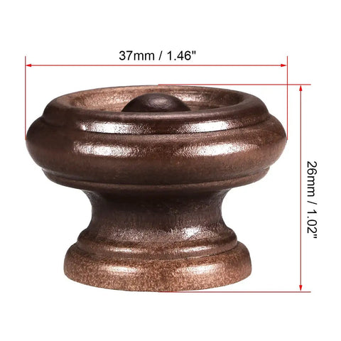 Slick Round Wood Knobs For Cabinets And Drawers Super Rad 5 Piece Set showing a single dark wood cabinet knob measuring 37mm.