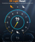 Oil Change Light Reset feature of NT510 Elite OBD2 Scanner For Porsche showing speedometer and reset guidance on screen.