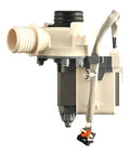 Washer Drain Pump Assembly OEM Replacement For Compatible Washers - Easy No Fuss Install, Efficient Water Removal During Drain Cycle, Durable, Keeps Laundry Moving. White plastic drain pump with wiring