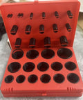 Buna-N Industrial Square O Ring Master Kit, 347-Piece Red Set open showing various sizes of O-rings in red case on table