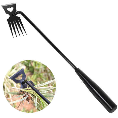 Portable Garden Weeder Tool With Hollow Hoe Design for easy weed removal, showing hollow steel hoe and usage in garden weeding.