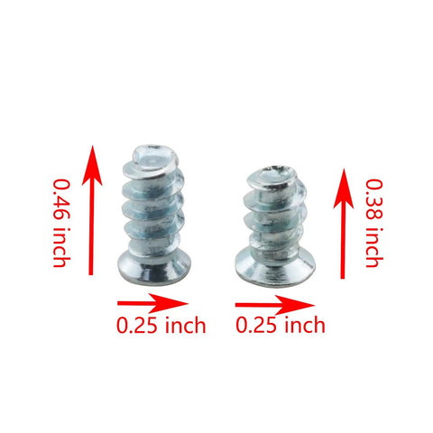 Heavy Duty 24 Pack Phillips Head Drawer Slide Replacement Screws No Sweat Self Tapping Hardware For Chest Of Drawers And Cabinetry Repair Built Tough For Smooth Furniture Slides, close-up of two self-tapping screws showing size details.