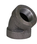 1/2 Inch Cast Iron Threaded 45 Degree Street Elbow With Durable Black Finish Designed For Rock Solid Industrial Piping And Straightforward Gas Line Connections Built Tough, showing threaded interior.