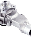 Top Notch Engine Water Pump Replacement With OE Specs, Leak Tested and Durable, shown in silver alloy side view.