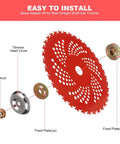 9 Inch 36 Tooth Carbide Tipped Brush Cutter Blade For Trimmers And Weed Eater With Universal Adapter Kit showing installation parts