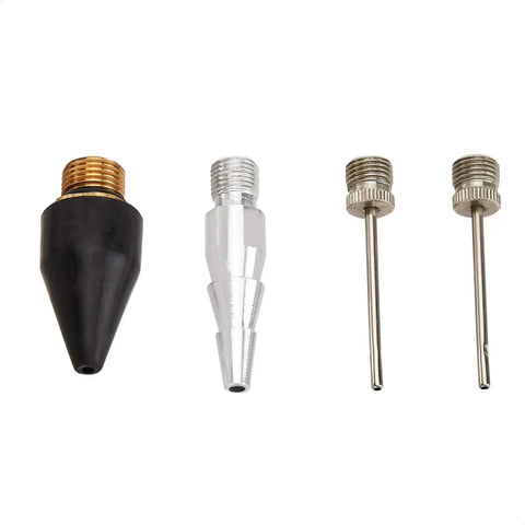 1/4-Inch NPT Air Compressor Tool Kit accessories: black and silver nozzles with two steel needles for home and shop use