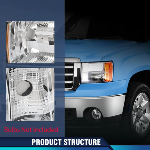 Headlights Assembly For 2007-2013 GMC Sierra 1500 And 2007-2014 GMC Sierra 2500HD 3500HD Halogen Driver And Passenger Side