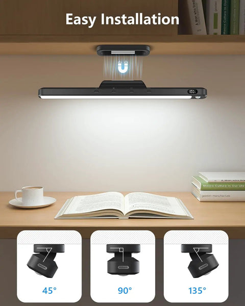 5W Motion Sensor LED Light Bar For Under Cabinet And Closet, mounted above a shelf illuminating a book below.