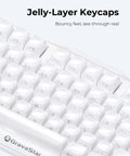 75 Percent Wireless Mechanical Gaming Keyboard With Dynamic Rgb Backlighting And Solid Aluminum Alloy Build In Clean Moonlight White Finish Providing Textured Pbt Keycaps For Locked In Gameplay That Hits Different, featuring jelly-layer keycaps.