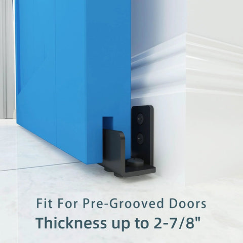 Matte Black Floor Guide For Sliding Barn Door Hardware Wall Mount Adjustable Width For Doors Up To One And Three Eighths Inches Thick