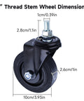 Heavy Duty 4 Inch Stem Caster Wheel With Threaded Stem Quiet 360 Degree Swivel For Cart Furniture Office Desk Chair Workbench