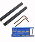 Heavy Duty Lathe Grooving Tool Holder Set For Steel With MGMN150 And MGMN200 Carbide Inserts, tools, inserts, wrenches shown