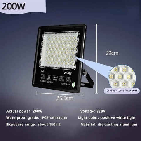 JUDYSSY 6500K Led Floodlight Outdoor, 50-400W White Led Security Lights, Ip68, 200W with adjustable bracket and waterproof rating.