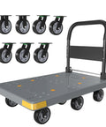 Foldable Heavy Duty Platform Cart With 1764 Pound Capacity, 47.2 Inch Long By 27.5 Inch Wide, Six Wheels Plus A Spare Wheel, Gray