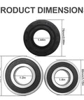 Product dimensions of Heavy Duty Washer Tub Bearing And Seal Kit for Front Load Washers showing sizes of three components.