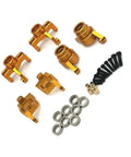 Level Up Your Bash Truck Setup With These Built Tough Aluminum Steering Blocks And Rear Wheel Hubs Crafted To Deliver Superior Grip As Direct Fit Replacement For 144016 144018 Rc Crawlers In Bright Yellow Finish.