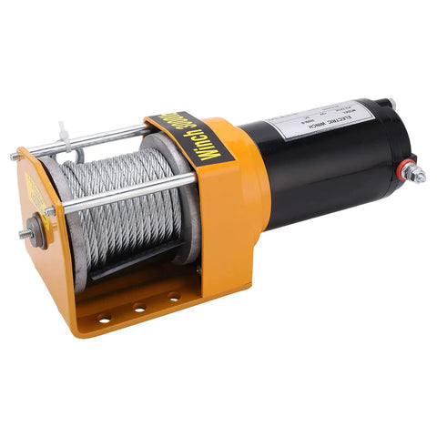 Heavy Duty 12V Electric Winch Kit featuring 3000 LB Towing Capacity with stainless steel cable and wired control for off-road adventures.