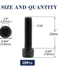 Pro Grade 5/16-18 X 2 Inch Socket Head Cap Screws 304 18 8 Stainless Steel Hardware detailed size chart with dimensions