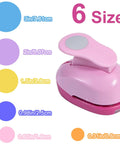 Six Size Circle Punch Set for Paper Crafts with Easy Operation and Color Vibes displayed with size options