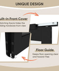 Close-up of 60-Inch By 80-Inch Sliding Closet Door With 5-Lite Frosted Glass Bypass front cover and floor guide, black finish.