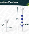 Pro Grade Durable Plastic Golf Tees 120 Pack One And One Half Inch And Three And One Quarter Inch With Reinforced Four Prong Head Design