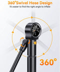 360° swivel design of Dope Portable Bike Pump With Gauge 300 PSI High Pressure Hand Pump For Presta And Schrader Valves
