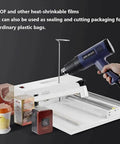 Shrink Wrapping Sealer Machine With 1800W Heat Gun For Home Shop Business Use Adjustable Temperature Settings with packaging containers.