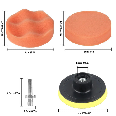 10 Pack Car Polishing Pads 3 Inch Foam Buffing Pads For Drill With M10 Adapter Fleece Pad Wax Buffer Kit Pro Grade