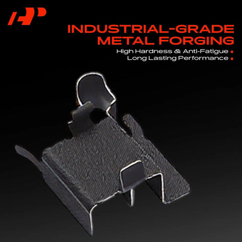 Must Haves Front Disc Brake Hardware Kit For Toyota RAV4 Corolla Prius Matrix Yaris I'm Getting My Car Fixed With This Solid Set Ready To Roll In Style And Stop Like A Champ. industrial-grade metal brake clip shown on black background