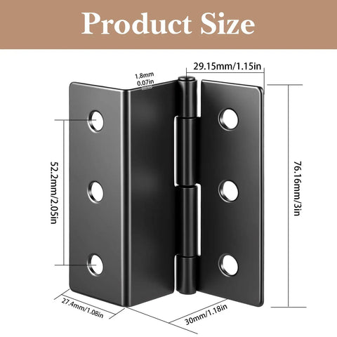 Beefy Heavy Duty 3 Fold Chest Hinges Kit 2 Pack 3 Inch By 1.8mm Steel Hinges Replacement For Toy Boxes Chests Cabinets